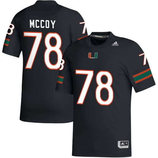 Matthew McCoy Men's adidas Black Miami Hurricanes Pick-A-Player NIL Replica Football Jersey