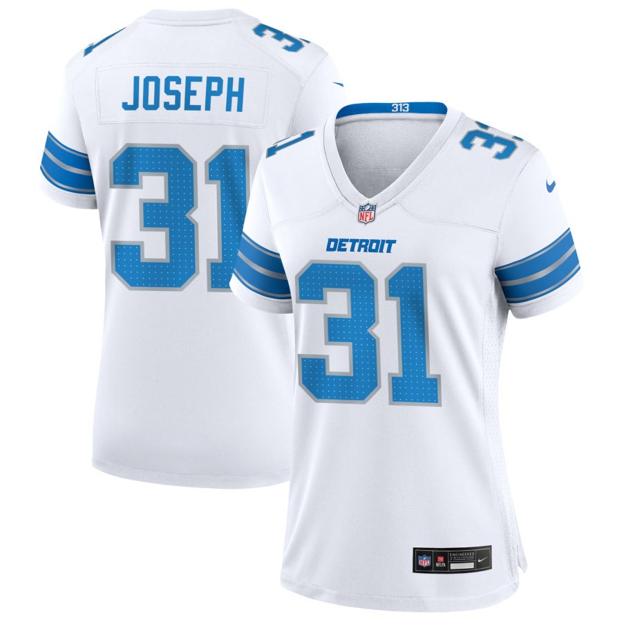 Kerby Joseph Women's Nike White Detroit Lions Custom Game Jersey