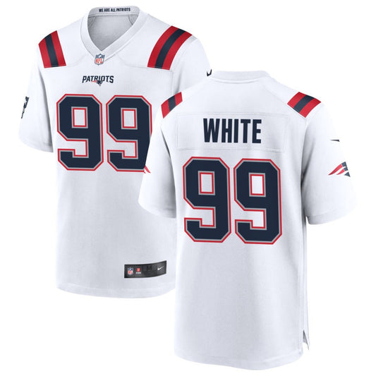 Keion White Men's Nike White New England Patriots Custom Game Jersey