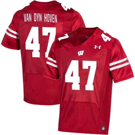 Evan Van Dyn Hoven Men's Under Armour Red Wisconsin Badgers Pick-A-Player NIL Replica Football Jersey