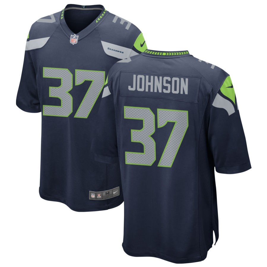 Carlton Johnson Men's Nike College Navy Seattle Seahawks Custom Game Jersey