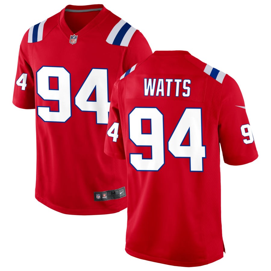 Armon Watts Men's Nike Red New England Patriots Alternate Custom Jersey