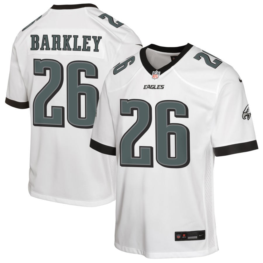 Saquon Barkley Youth Nike White Philadelphia Eagles Custom Game Jersey