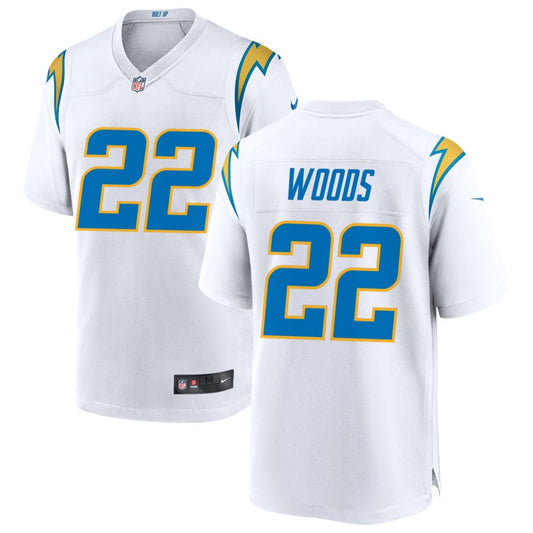 JT Woods Men's Nike White Los Angeles Chargers Custom Game Jersey