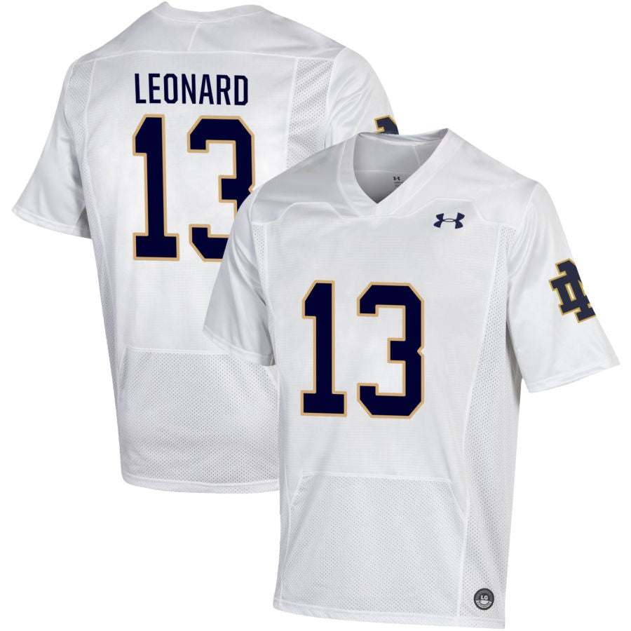 Riley Leonard Men's Under Armour White Notre Dame Fighting Irish Pick-A-Player NIL Replica Football Jersey