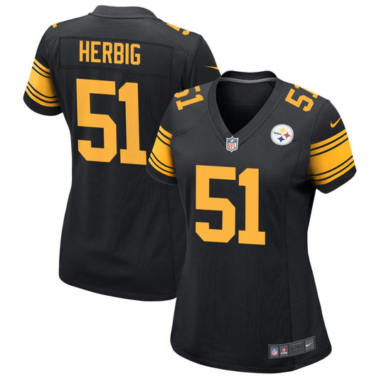 Nick Herbig Women's Nike  Black Pittsburgh Steelers Alternate Custom Game Jersey