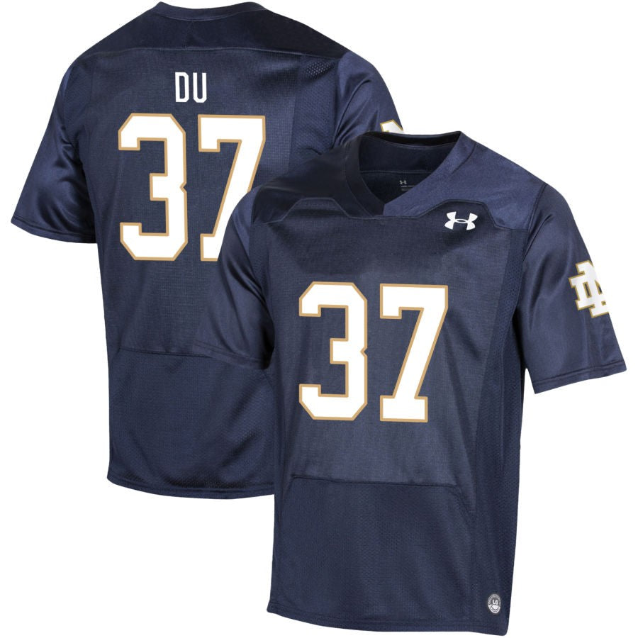 Charles Du Men's Under Armour Navy Notre Dame Fighting Irish Pick-A-Player NIL Replica Football Jersey