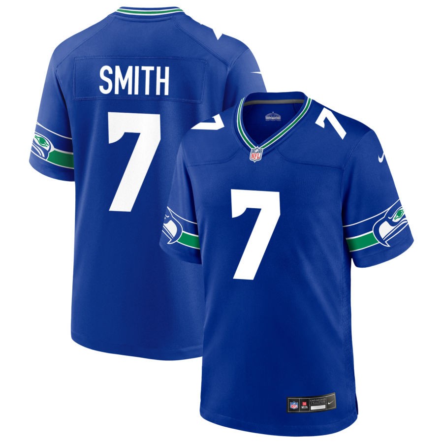 Geno Smith Men's Nike Royal Seattle Seahawks Throwback Custom Jersey