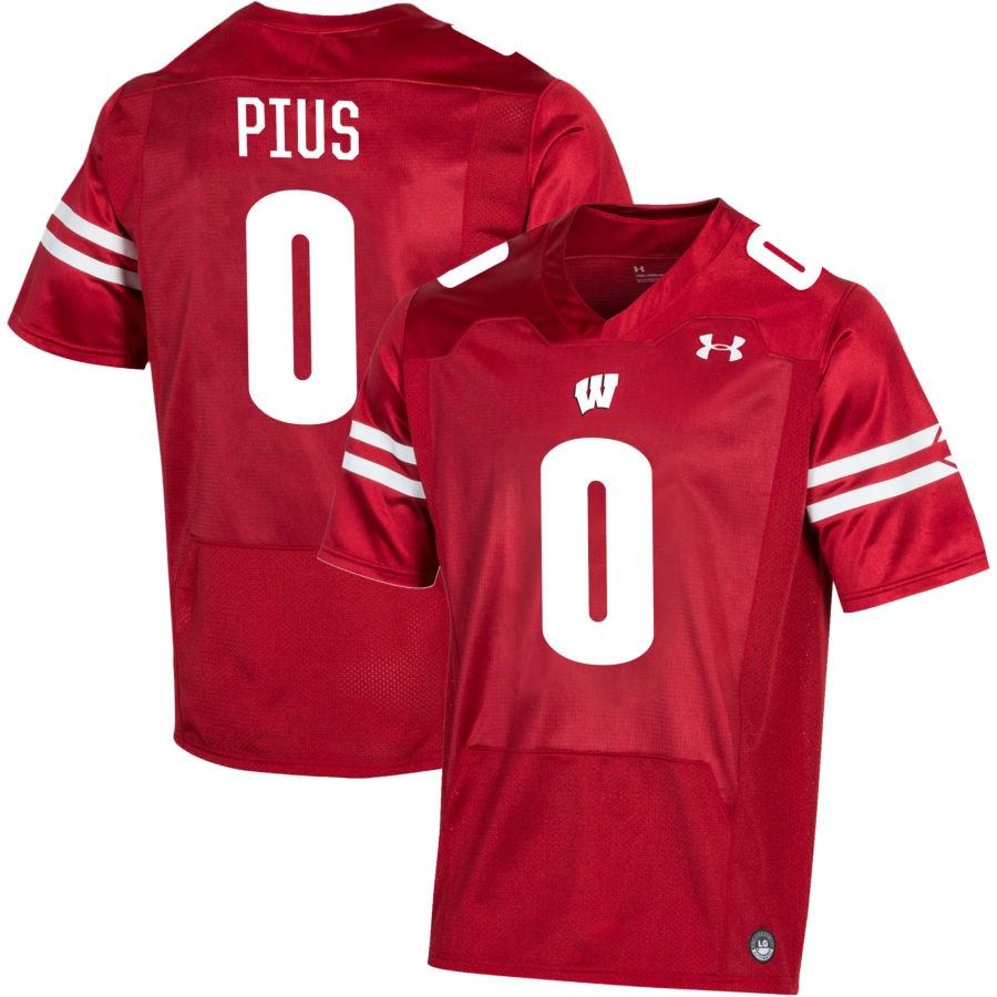 John Pius Men's Under Armour Red Wisconsin Badgers Pick-A-Player NIL Replica Football Jersey