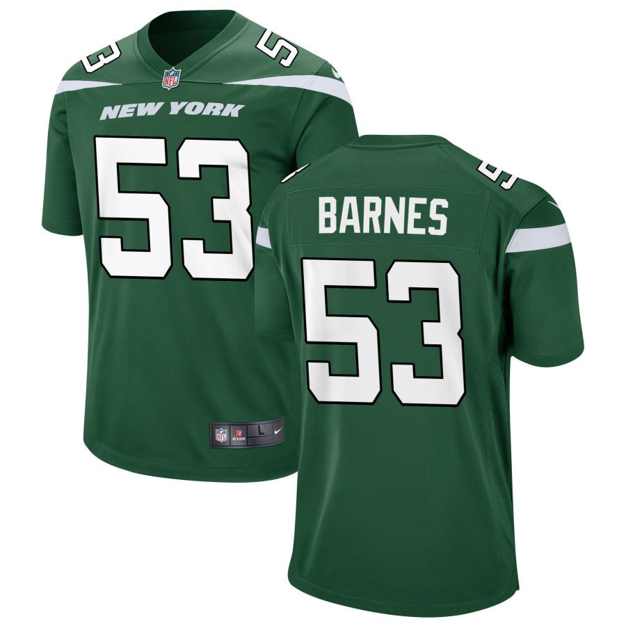 Zaire Barnes Men's Nike Gotham Green New York Jets Game Custom Jersey