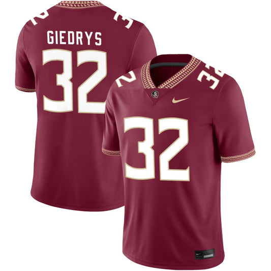 Jeremiah Giedrys Men's Nike Garnet Florida State Seminoles 2023 Pick-A-Player NIL Football Game Jersey