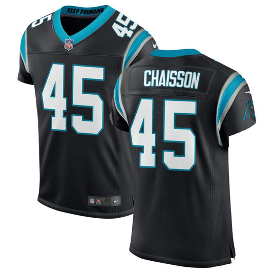 K'Lavon Chaisson Men's Nike Black Carolina Panthers Classic Custom Elite Jersey