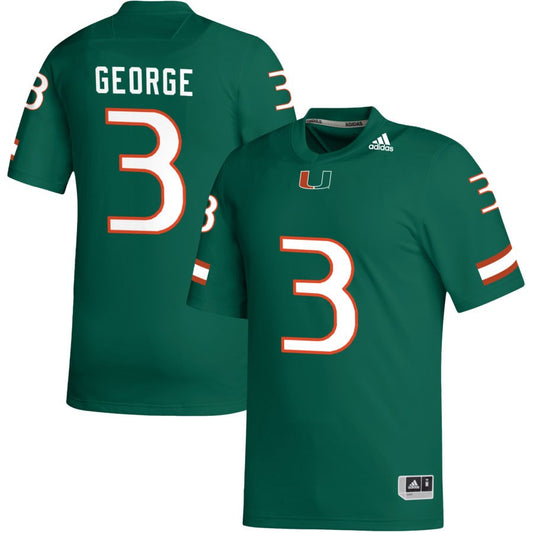 Jacolby George Men's adidas Green Miami Hurricanes Pick-A-Player NIL Replica Football Jersey