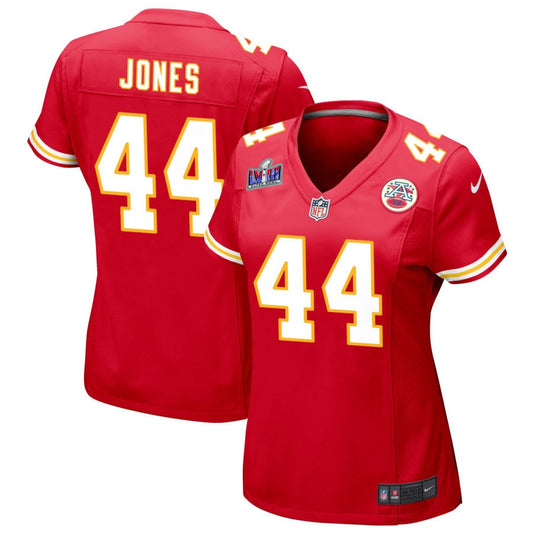 Cam Jones Women's Nike Red Kansas City Chiefs Super Bowl LVIII Patch Custom Game Jersey