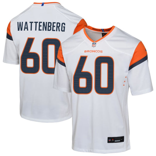 Luke Wattenberg Youth Nike  White Denver Broncos Custom Game Jersey