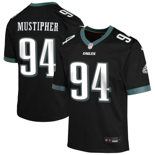 P.J. Mustipher Youth Nike Black Philadelphia Eagles Alternate Custom Game Jersey