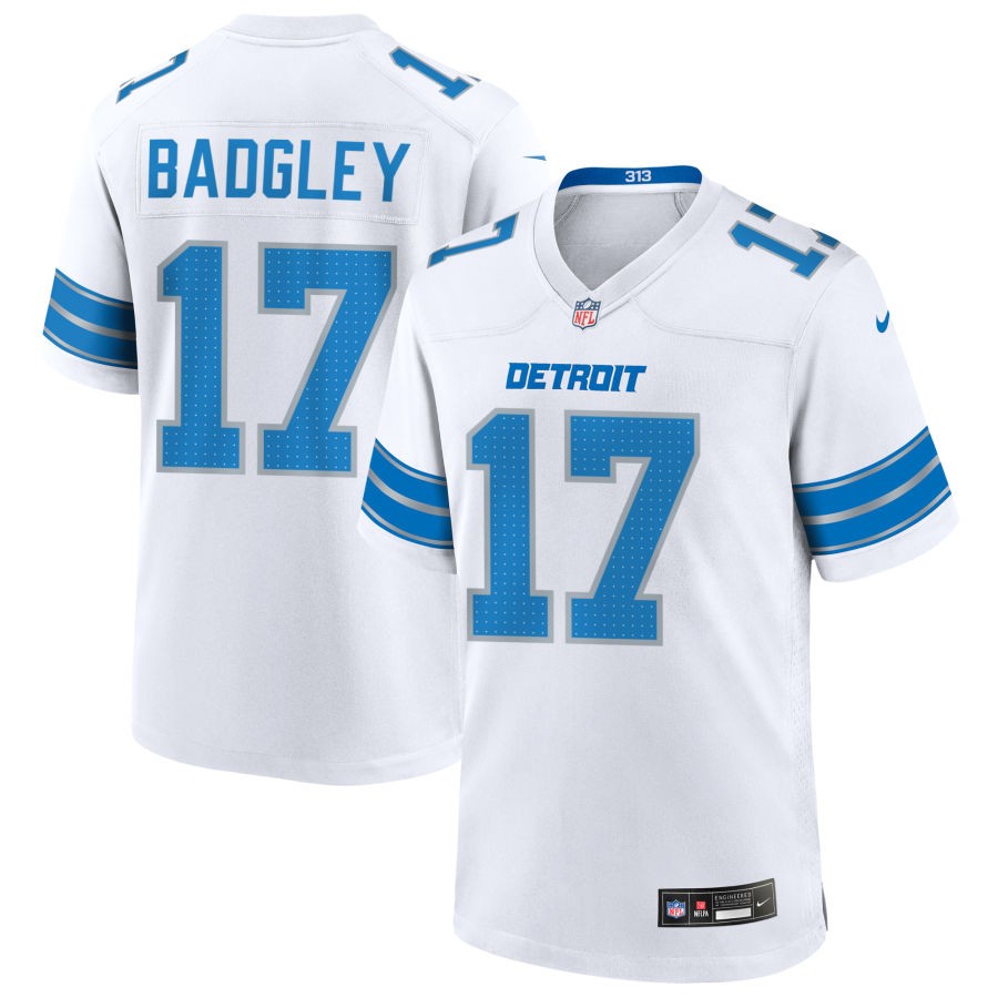 Michael Badgley Men's Nike  White Detroit Lions Custom Game Jersey