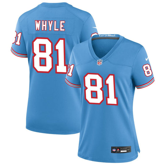 Josh Whyle Women's Nike Light Blue Tennessee Titans Oilers Throwback Custom Game Jersey