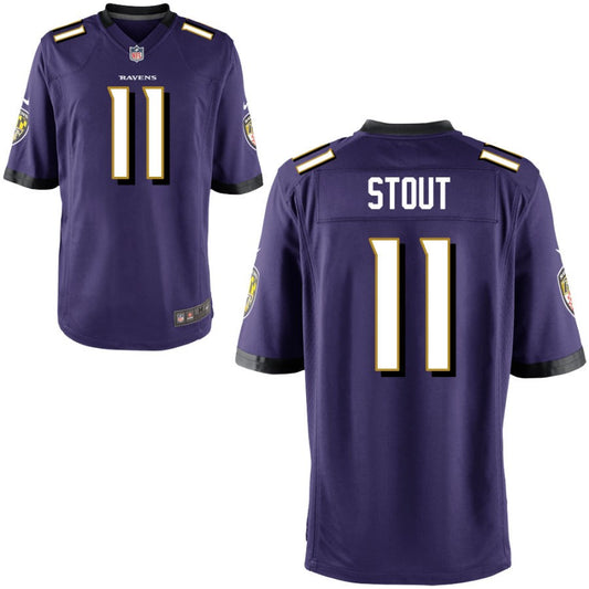 Jordan Stout Youth Nike Purple Baltimore Ravens Custom Game Jersey