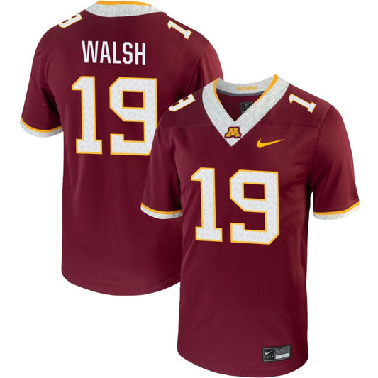 Pierce Walsh Men's Nike Maroon Minnesota Golden Gophers Pick-A-Player NIL Replica Football Jersey