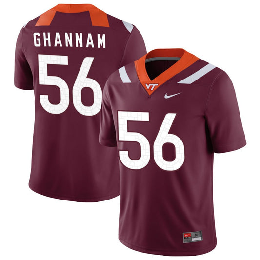 Layth Ghannam Men's Nike Maroon Virginia Tech Hokies Pick-A-Player NIL Replica Football Jersey