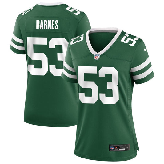 Zaire Barnes Women's Nike  Legacy Green New York Jets Custom Game Jersey