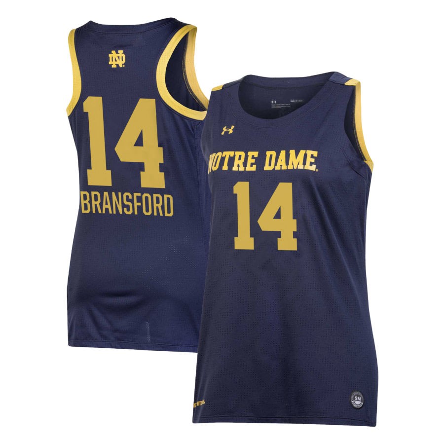 KK Bransford Women's Under Armour Navy Notre Dame Fighting Irish Pick-A-Player NIL Women's Basketball Jersey