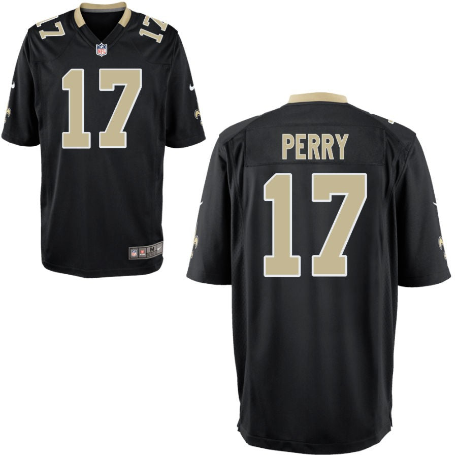 A.T. Perry Youth Nike Black New Orleans Saints Custom Game Jersey