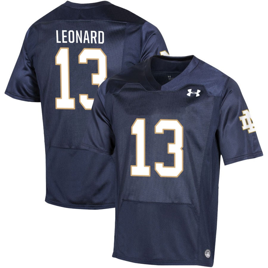 Riley Leonard Men's Under Armour Navy Notre Dame Fighting Irish Pick-A-Player NIL Replica Football Jersey