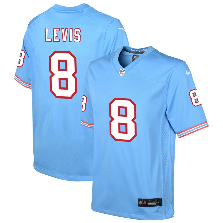 Will Levis Youth Nike Light Blue Tennessee Titans Oilers Throwback Custom Game Jersey