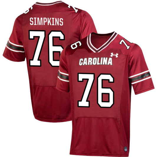 Torricelli Simpkins Men's Under Armour  Garnet South Carolina Gamecocks NIL Pick-A-Player Replica Football Jersey