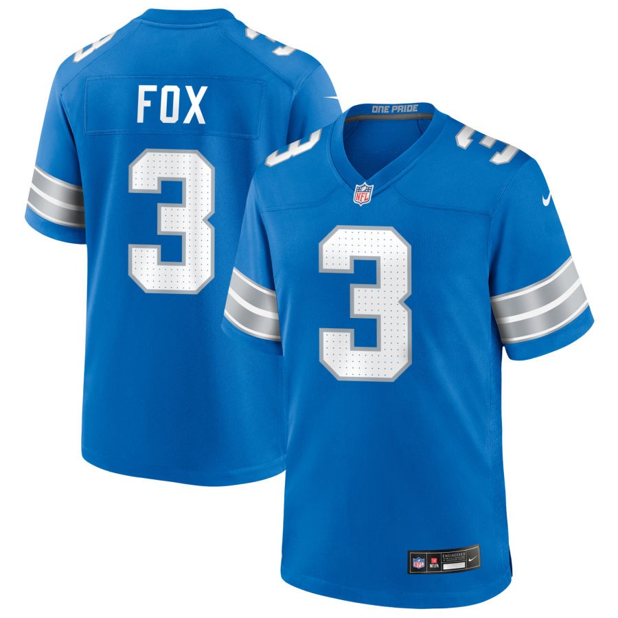 Jack Fox Men's Nike  Blue Detroit Lions Custom Game Jersey