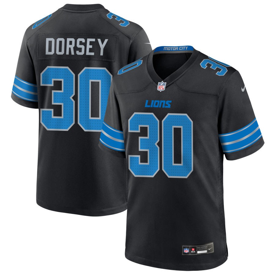 Khalil Dorsey Men's Nike  Black Detroit Lions Alternate Custom Game Jersey