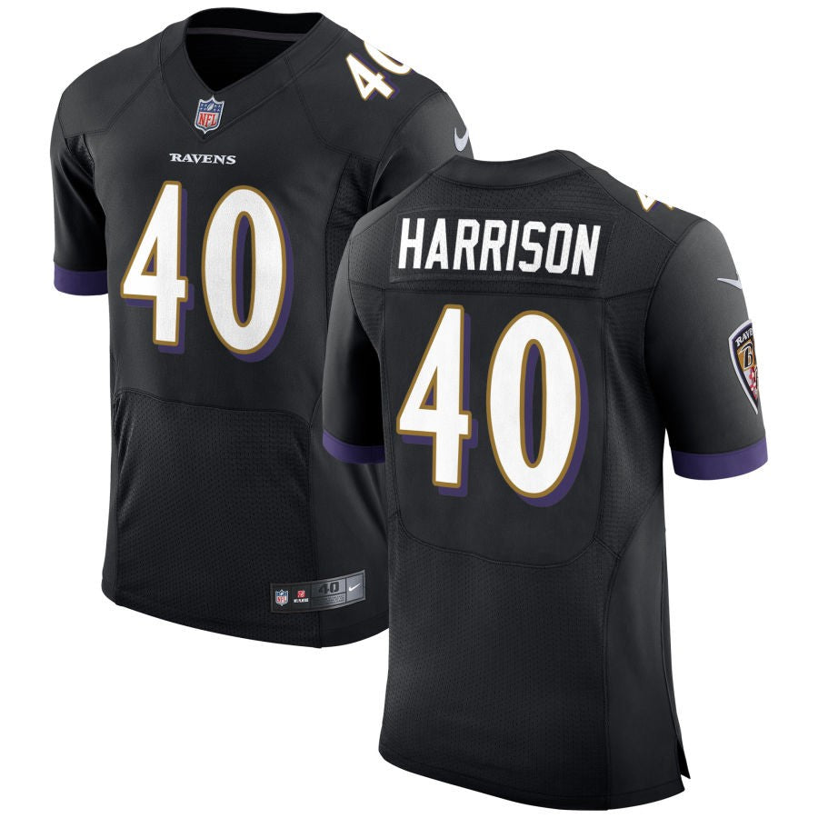 Malik Harrison Men's Nike Black Baltimore Ravens Speed Machine Elite Custom Jersey