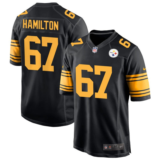 Devery Hamilton Men's Nike  Black Pittsburgh Steelers Alternate Custom Game Jersey