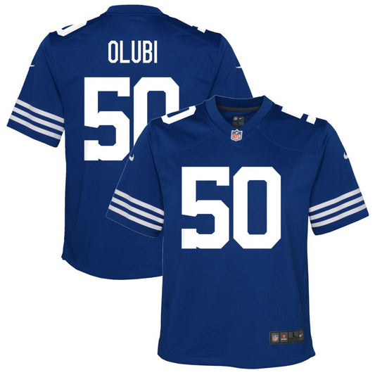 Segun Olubi Youth Nike Royal Indianapolis Colts Alternate Custom Game Jersey