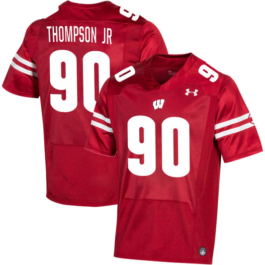 James Thompson Jr Men's Under Armour Red Wisconsin Badgers Pick-A-Player NIL Replica Football Jersey