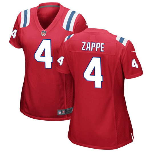 Bailey Zappe Women's Nike Red New England Patriots Alternate Custom Jersey