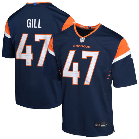 Trenton Gill Youth Nike  Navy Denver Broncos Alternate Custom Game Jersey