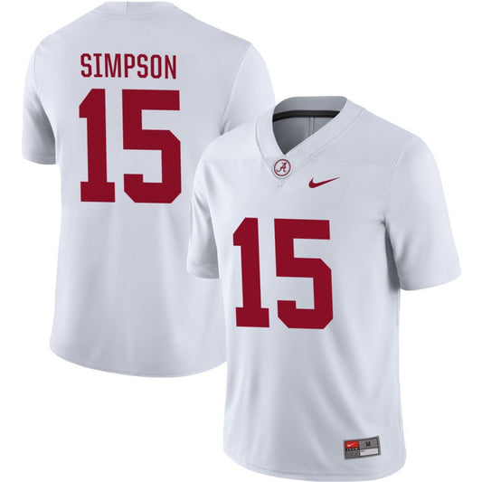 Ty Simpson Men's Nike White Alabama Crimson Tide Pick-A-Player NIL Replica Football Jersey