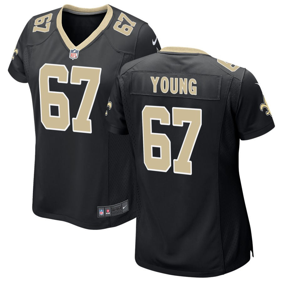 Landon Young Women's Nike Black New Orleans Saints Custom Game Jersey