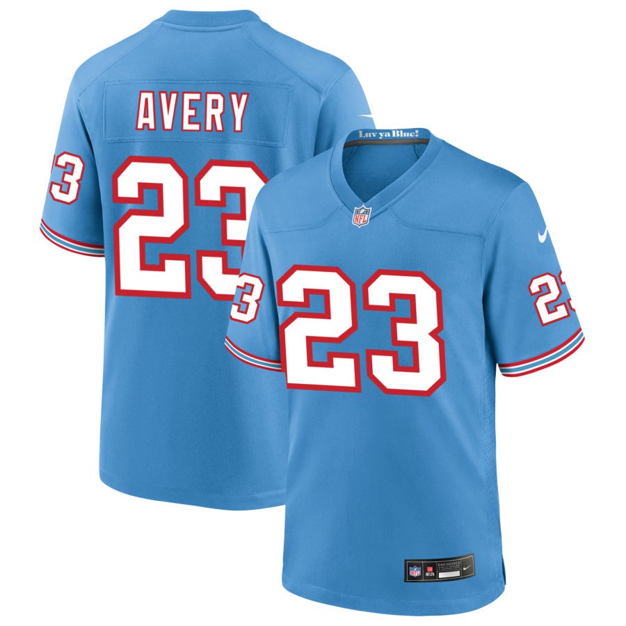 Tre Avery Men's Nike Light Blue Tennessee Titans Oilers Throwback Custom Game Jersey