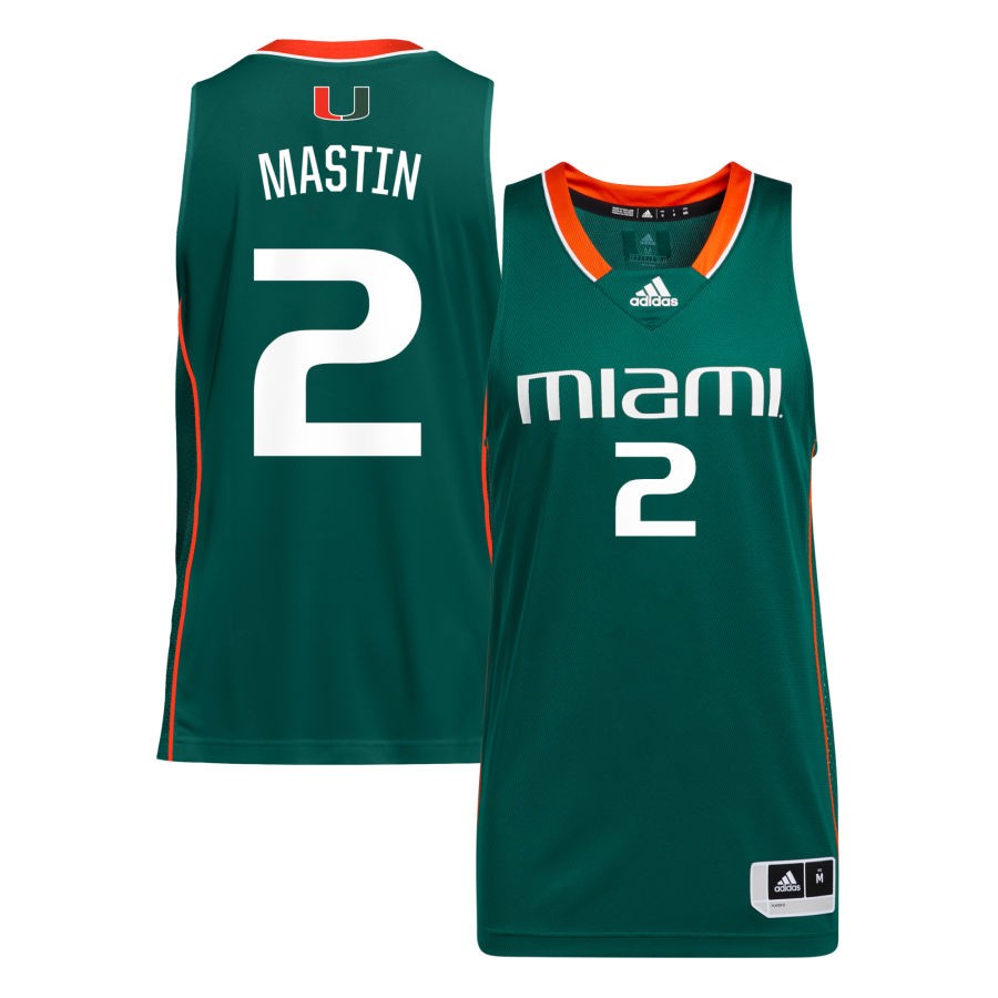 Carson Mastin Unisex adidas Green Miami Hurricanes Pick-A-Player NIL Men's Basketball Jersey