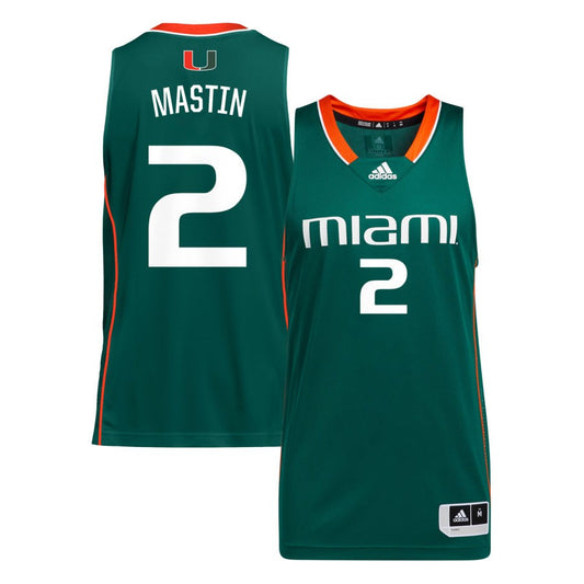 Carson Mastin Unisex adidas Green Miami Hurricanes Pick-A-Player NIL Men's Basketball Jersey