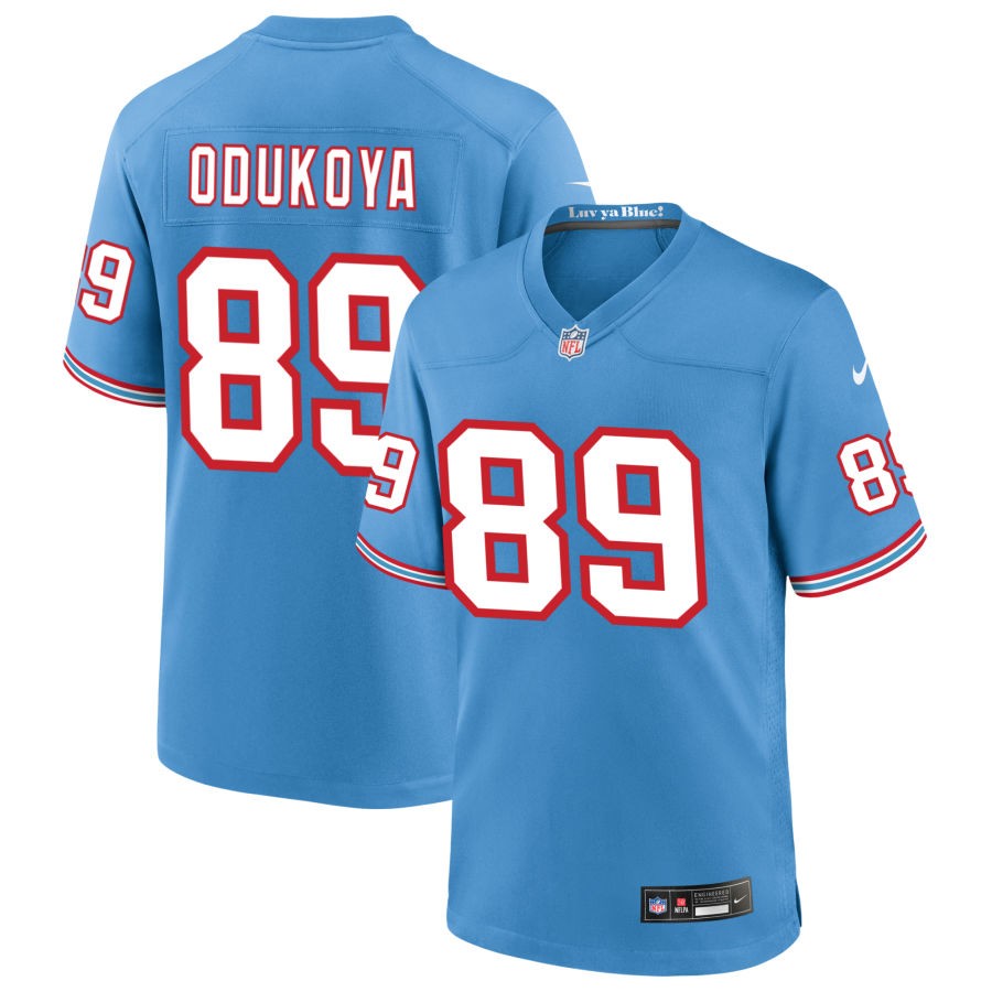 Thomas Odukoya Men's Nike Light Blue Tennessee Titans Oilers Throwback Custom Game Jersey