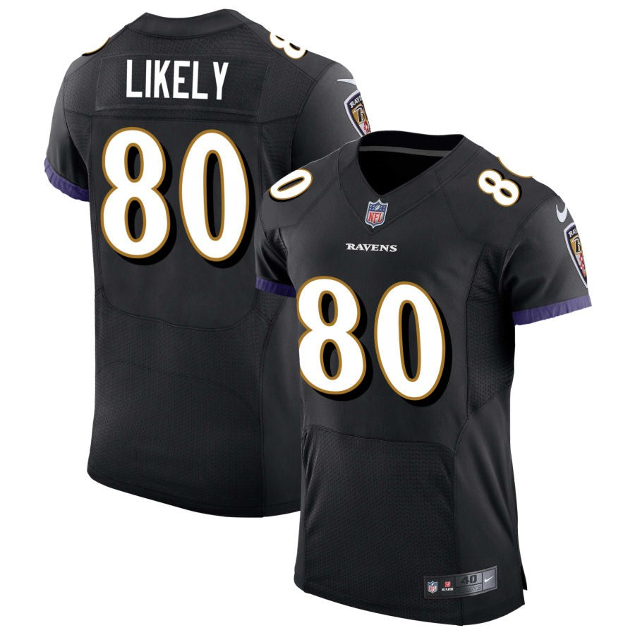 Isaiah Likely Men's Nike Black Baltimore Ravens Speed Machine Elite Custom Jersey