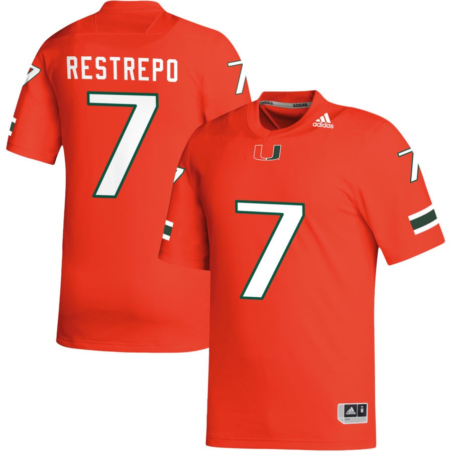 Xavier Restrepo Men's adidas Orange Miami Hurricanes Pick-A-Player NIL Replica Football Jersey