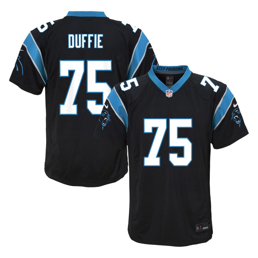 Christian Duffie Youth Nike  Black Carolina Panthers Custom Game Jersey