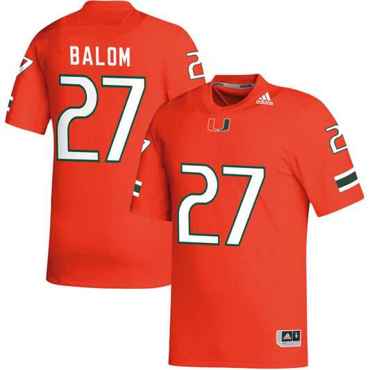 Brian Balom Men's adidas Orange Miami Hurricanes Pick-A-Player NIL Replica Football Jersey