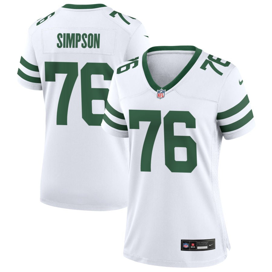 John Simpson Women's Nike  Legacy White New York Jets Custom Game Jersey